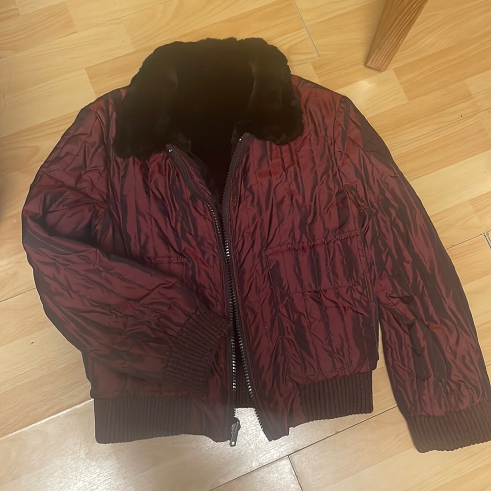 Y2K Rabbit fur & down insulated bomber jacket